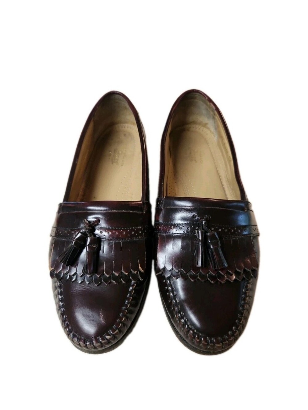 G.H. Bass Weejuns Fraizer Mens 10 E Wide Burgundy Leather Tassel Loafer SlipOn